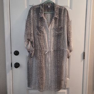 Button down shear snake print dress